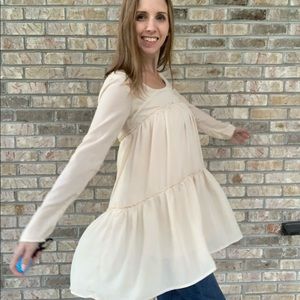 Long Sleeved Layered Babydoll Top by Tobi